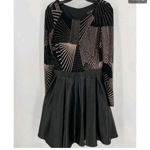 SALE⚡️BETSY & ADAM BLACK SPARKLY GLITTER, FIT AND FLARE COCKTAIL DRESS SZ 8